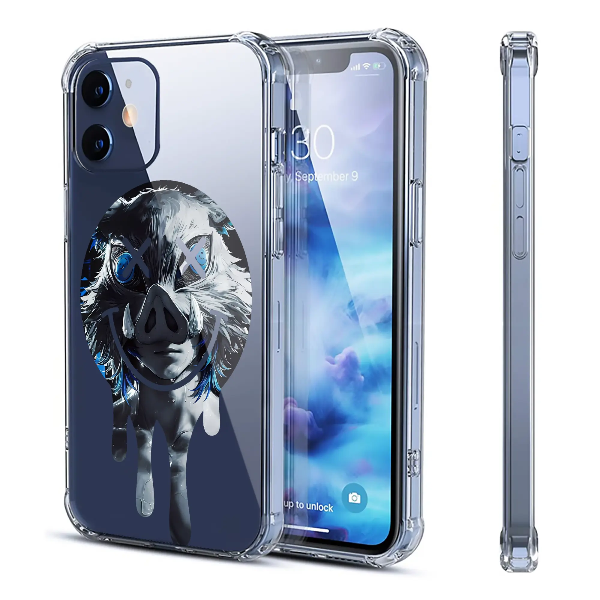 鬼滅の刃 グッズ,嘴平 伊之助 - IPhone 12シリーズ対応 ・ 透明スマホケース ・ クリアソフトケース ・ TPU素材 ・ 耐衝撃 ・ 高密着 ・ 防汚 防指紋 ・ 簡単着脱